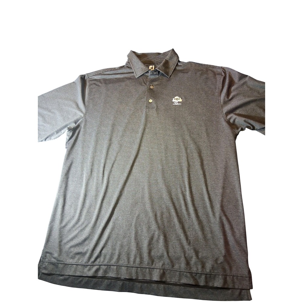 FootJoy Polo Shirt Mens XL Gray Houndstooth Golf Performance FJ